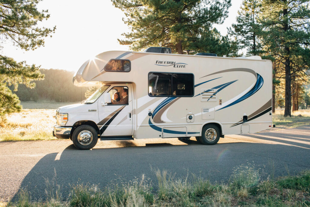 parked-rv-shining-with-ceramic-coating-in-sunrise